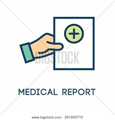 Medical Report Outline / Line Flat Vector Icon - Mobile Application Or Button Design. Vector Design 