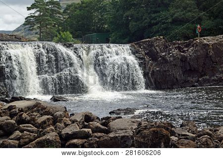 The Irish Waterfall Aasleagh (irish Eas Liath) Is Located In Northern Connemara And Is Fed By The Ri