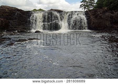 The Irish Waterfall Aasleagh (irish Eas Liath) Is Located In Northern Connemara And Is Fed By The Ri