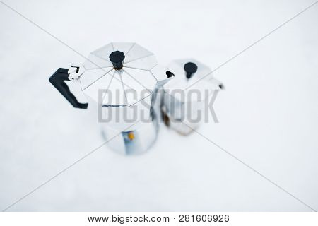 Close-up Of Two Coffee Moka Over White Background