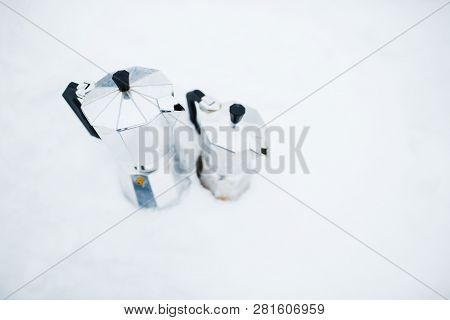Close-up Of Two Coffee Moka Over White Background