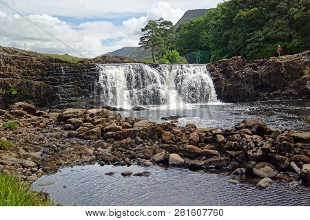 The Irish Waterfall Aasleagh (irish Eas Liath) Is Located In Northern Connemara And Is Fed By The Ri
