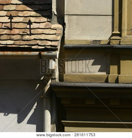 Abstract Detail Of Houses With Shadows And With Roof