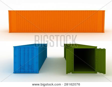 udsigt over åbne og lukkede container på en hvid baggrund