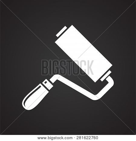 Tool Roller Icon On Black Background For Graphic And Web Design, Modern Simple Vector Sign. Internet