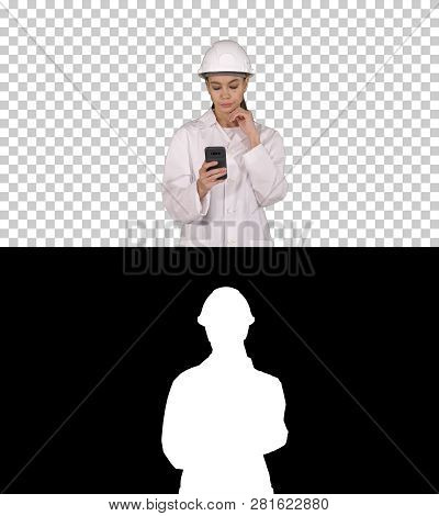 Scientist Using Phone Texting Message, Alpha Channel