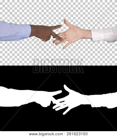 Young Man And Woman Are Playing Rock Paper Scissors, Alpha Channel
