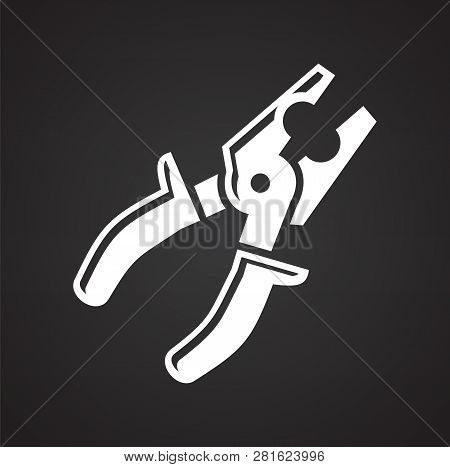 Tool Pliers Icon On Black Background For Graphic And Web Design, Modern Simple Vector Sign. Internet