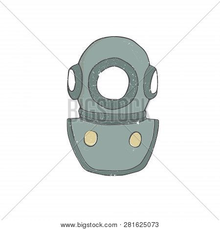 Diving Mask Digital Clip Art Vintage Submariner Mask Drawing Frogman Color Texture Old Diving Glass 