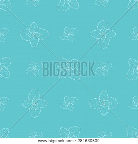 Floral Print. Seamless Summerl Pattern With Mint Leaves