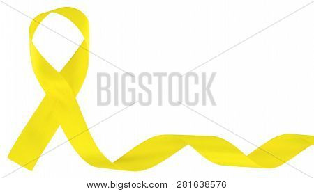 Yellow Ribbon-childhood Cancer Awareness Symbol, Isolated On White