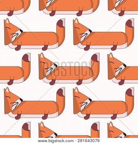 Vector Seamless Pattern With Cute Cartoon Foxes2