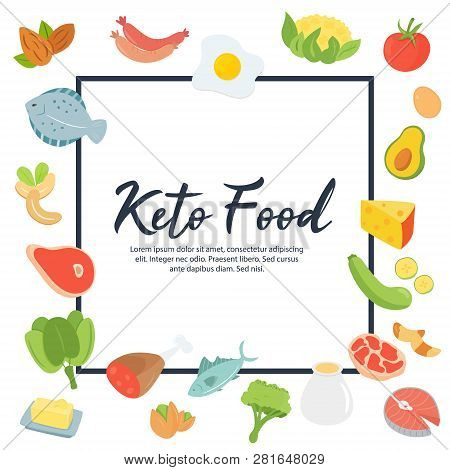 Absctract Concept Ketogenic Diet Food, Round Illustration
