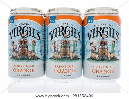 Winneconne, Wi - 27 January 2019: A Six Pack Of Virgils Orange Soda On An Isolated Background