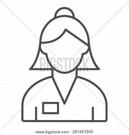 Woman Banker Thin Line Icon. Bank Worker Vector Illustration Isolated On White. Female Account Manag