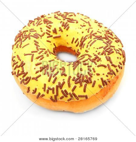 Vanille glasiert Krapfen Kakao Aktuelles isoliert auf weißem Hintergrund.