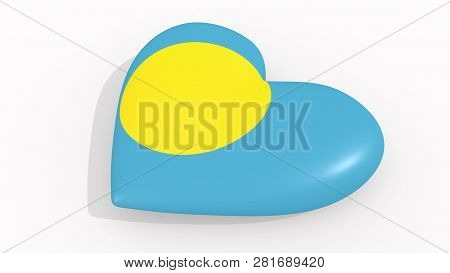 Heart In Colors And Symbols Of Palau On White Background, Loop 3d Rendering