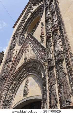 Chivasso, Turin, Piedmont, Italy: Facade Of The Medieval Cathedral
