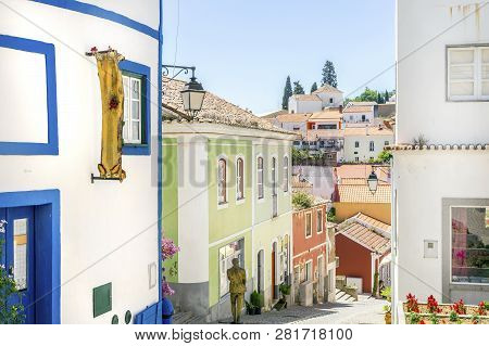 Colorful Facades Of Small Portuguese Houses In Picturesque Monchique, Algarve, Portugal