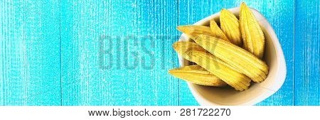 Baby Sweetcorn Or Mini Corn. It Is Typically The Eaten Whole Cob Included For The Human Consumption.