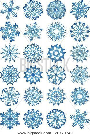 24 fiocchi di cristallo freddo bella sfumatura. Versione vettoriale di questa immagine (