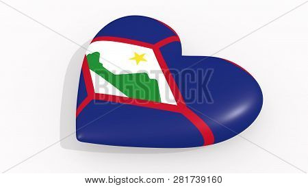 Heart In Colors And Symbols Of Sint Eustatius On White Background, Loop 3d Rendering