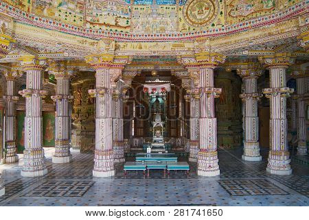 Bikaner, India - April 01, 2007: Interior Of The Laxmi Nath Temple In Bikaner, India.