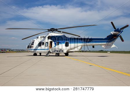 Berlin - May 21, 2014: German Air Force Eurocopter As-532 Cougar Helicopter At The International Aer