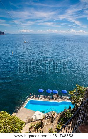 Swimming Pool On Amalfi Coast - Salerno, Campania, Italy, Europe