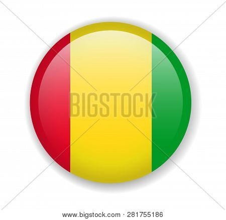 Guinea Flag Round Bright Icon On A White Background