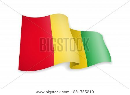 Guinea Flag In The Wind. Flag On White Vector Illustration