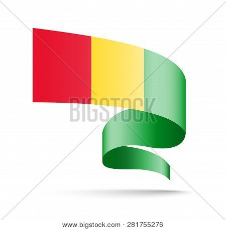 Guinea Flag In The Form Of Wave Ribbon.