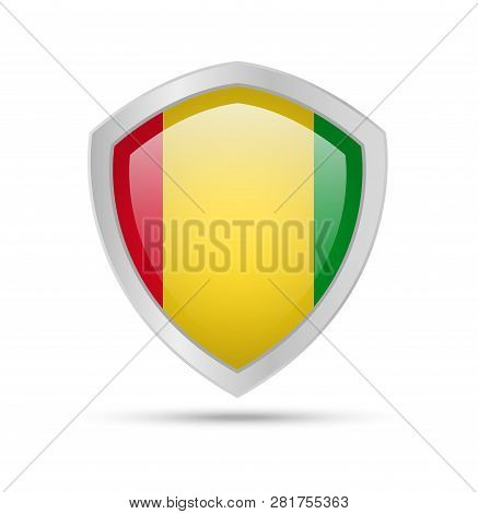 Shield With Guinea Flag On White Background.