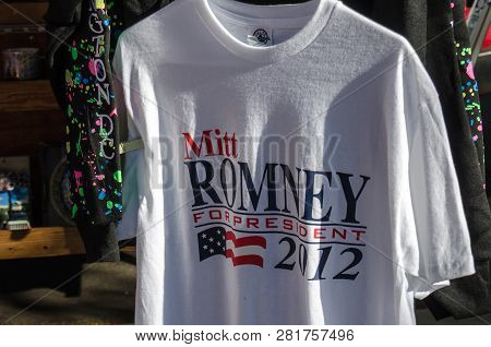 November 2, 2012 - Washington Dc: A Mitt Romney For President T-shirt At A Gift Shop Is For Sale Dur