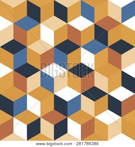 Seamless Pattern Of Colored Cubes. Endless Multicolored Cubic Background. Cube Pattern. Cube Vector.
