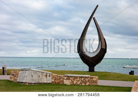 Denham, Western Australia - July 4, 2018: The Union Modern Art Sculpture In Denham City In Wester Au