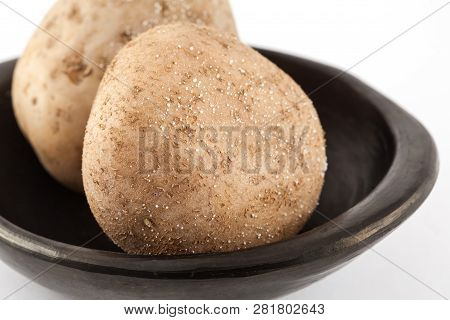 Traditional Colombian Cooked Potatoes Called Papas Saladas Isolated On White Background