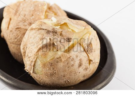 Traditional Colombian Cooked Potatoes Called Papas Saladas Isolated On White Background