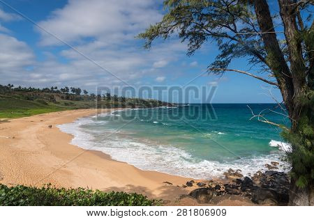 Panoramic Of Donkeys Or Paliku Beach On The Coast Of Kauai In Hawaii