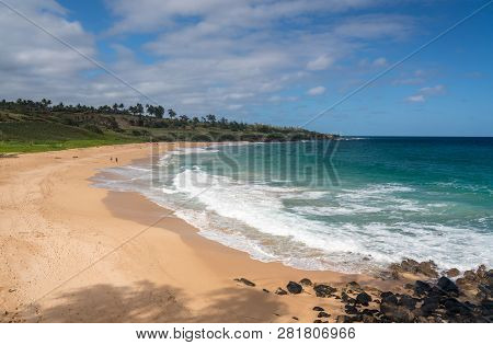 Panoramic Of Donkeys Or Paliku Beach On The Coast Of Kauai In Hawaii