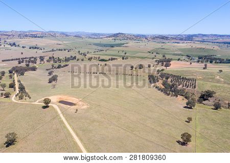 Aerial View Of Farm Land Near Cowra In The Central West Of New South Wales. The Areas Around Cowra A
