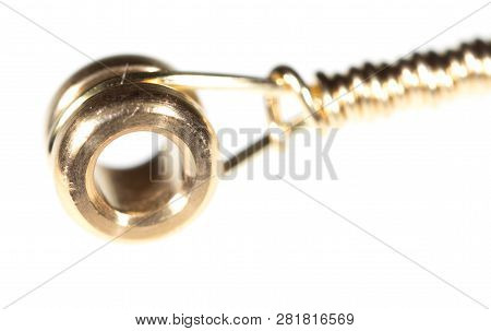 Strings For Guitar Isolated On A White Background. Macro