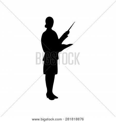 Teacher Female Vector Silhouette On White Background