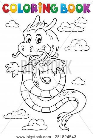 Coloring Book Chinese Dragon Topic 1 - Eps10 Vector Picture Illustration.