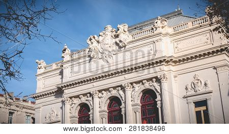 Architectural Detail Of The Moliere Theater Of Sete, France