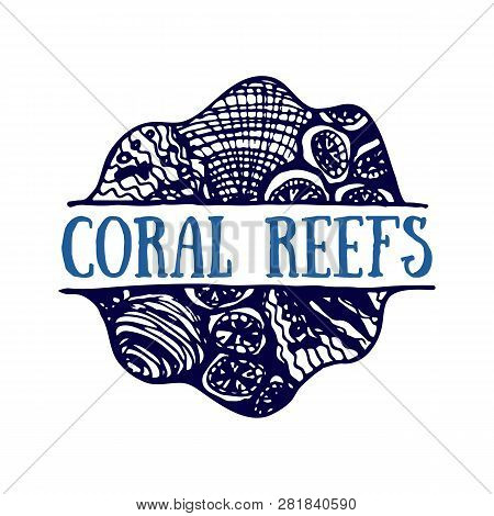Detailed Hand Drawn Logo. World Oceans Day, Deep Blue Ocean