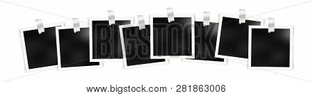 Photo Frames Batch  Mockup Glued With Metal Shinig Tape . Realistic Empty Templates.