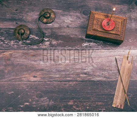 Burning A Mystical Incense Stick In A Mindfullness Ritual To Get A Spiritual And Peaceful Meditation