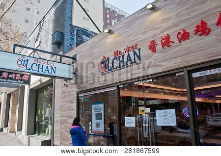 Melbourne, Australia - July 26, 2018: Hawker Chan Famous Asian Restaurant In Melbourne