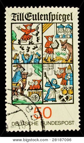 Tyskland - CIRCA 1977: Et stempel Udprintet af Tyskland, viser scener fra indtil Eulenspiegel, circa 1977.